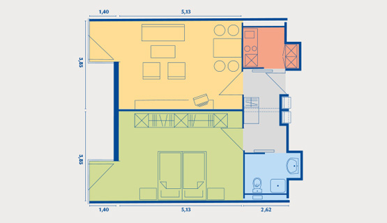 Beispielappartement Typ IV | 2-Zimmer-Wohnung | ca. 55,12 m2